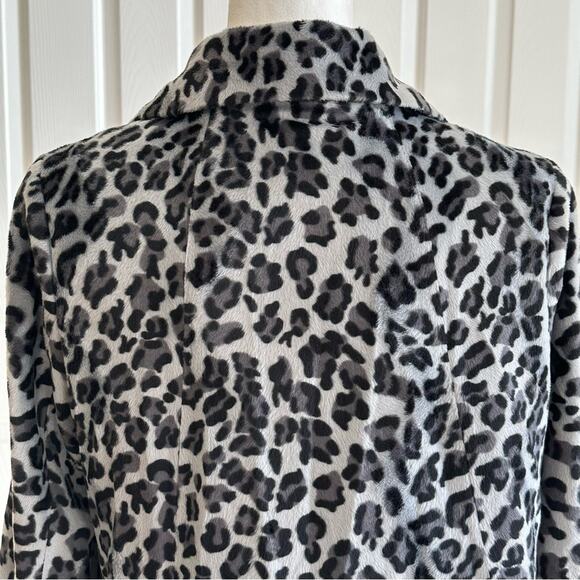 Halogen Jacket Black Gray Leopard Print Faux Fur Cropped Swing Blazer Medium - Picture 5 of 11